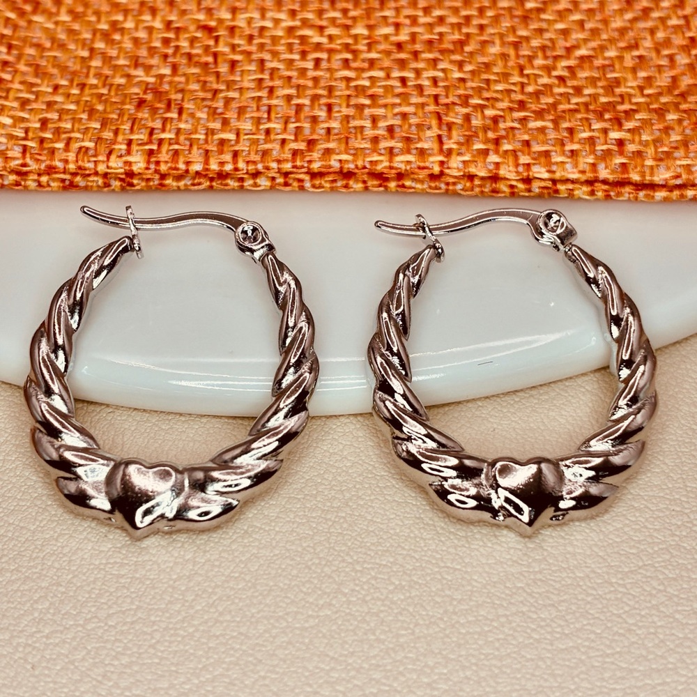 Elegant Silver Heart Hoop Earrings